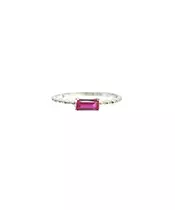 9ct White Gold - Pink Colored Baquette