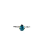 9ct White Gold - Drop Shape Blue Zircon