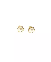 Earrings with Pearl and Zircons - 9ct Gold