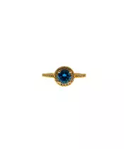 Silver 925 Gold plated ring - Main stone Blue with zircons