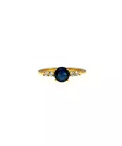 Silver 925 Gold plated ring - Main stone Dark Blue with zircons