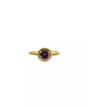 Silver 925 Gold plated ring - Main stone purple with zircons