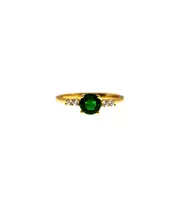 Silver 925 Gold plated ring - Main stone Green with zircons