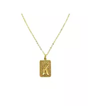 Necklace Initial- Silver 925 Gold Plated - Adjustable Black String ( free of charge)