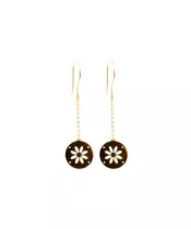 9ct Gold Long Earrings - Flower