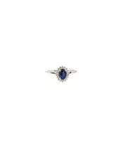 9ct White Gold Ring - Diana with blue stone