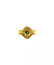 Byzantine Ring with Green Stone - Silver 925 gold plated