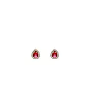 9ct White Gold Earrings -  Pink central stone