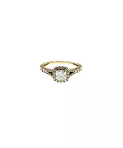 9ct Gold Ring - Cushion cut central stone