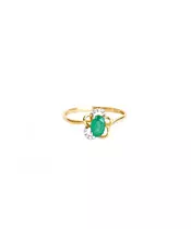 18ct Yellow Gold Vintage Emerald Ring with Diamonds