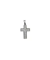 9ct Gold Cross in White Gold with Zircons