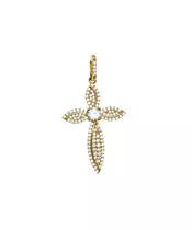 9ct Gold Cross in Yellow Gold with Zircons