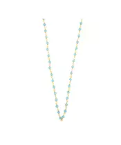 Rosary Light Blue Stones Necklace - Silver 925 Gold Plated