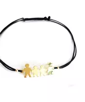 My Family - Silver 925 Bracelet on a String - Yellow Gold Plated