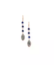 Navy Blue Earrings, Sterling Silver 925 Rose Gold plated