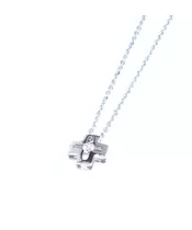 9ct White Gold Square Cross with zircons in the middle