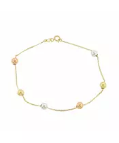 14K GOLD 3 TONE BALL BRACELET