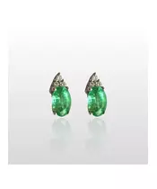 18ct White Gold Earrings with Emerald and diamonds