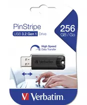 Verbatim USB Drive 3.0 Pinstripe 256GB Black