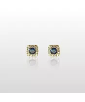 9ct Gold Earrings with blue zircon