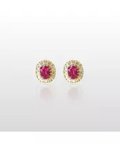 9ct Gold Mini Diana Earrings with pink zircon