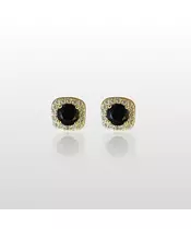 9ct Gold Earrings with black zircon