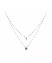 14K WHITE GOLD EVIL EYE-CROSS