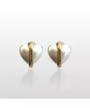 Earrings heart with pearl- Stainless Steel Gold Plated