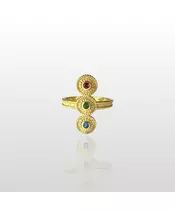 Byzantine Ring with 3 Colors of Zircons - Silver 925 Gold Plated