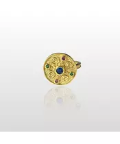 Byzantine Ring with 3 Colors of Zircons - Silver 925 Gold Plated