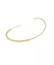 Tennis Bracelet & Gourmet Chain with Zircons - Silver 925 Gold Plated