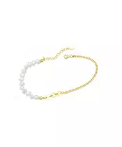 Bracelet Disks with Pearls - Silver 925 Gold Plated