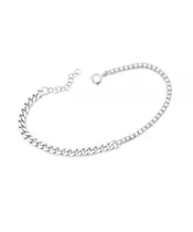 Tennis Bracelet & gourmet chain with Zircons - Silver 925