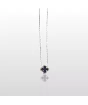 Necklace Clover with black onyx - Silver 925