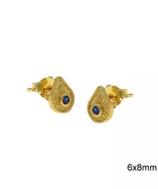 Byzantine Earrings with Blue Zircons - Silver 925 Gold Plated