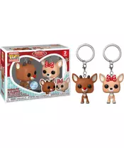 FUNKO POCKET POP! 2-PACK: RUDOLPH THE RED NOSED REINDEER - RUDOLPH AND CLARICE VINYL FIGURES KEYCHAIN