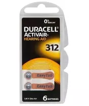 Duracell ActivAir312 PR41 Hearing Aid Batteries 6pcs