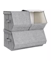 Σετ Πτυσσόμενα Υφασμάτινα Κουτιά Αποθήκευσης με Μεταλλικό Σκελετό 50 x 35 x 25 cm 3 τμχ Songmics RLB12GY