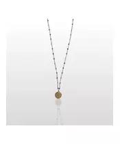 Purple Enamel Rosary Necklace - Stainless Steel Gold Plated