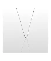 Black Enamel Rosary Necklace - Stainless Steel Gold Plated