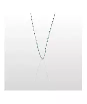 Green Enamel Rosary Necklace - Stainless Steel