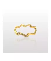 Curved Ring with Zircons - High quality Stainless Steel Gold Plated