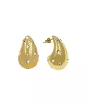 Pear-shaped 2.6cm Earrings with Zircons - High quality Stainless Steel Gold Plated