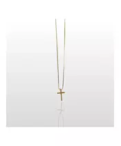 Plain Solid Cross Necklace - Silver 925 & Gold Plated - Yellow Gold Plated