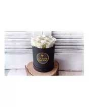 7 White Long Lasting Roses (forever) In Black Box