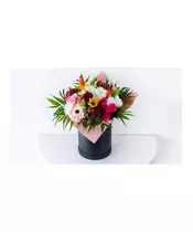 Bouquet With Seasonal Flowers In A Box