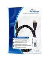 MediaRange HDMI™ High Speed with Ethernet connection cable, gold-plated contacts, 18 Gbit/s data transfer rate, 2.0m, cotton, black