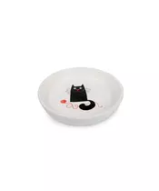 Ceramic Plate for Cats White with Woolball