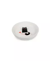 Ceramic Cat Bowl Black/White Fishbone