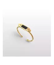 Black Stone thin Ring - High quality Stainless Steel & Gold Plated - Silver